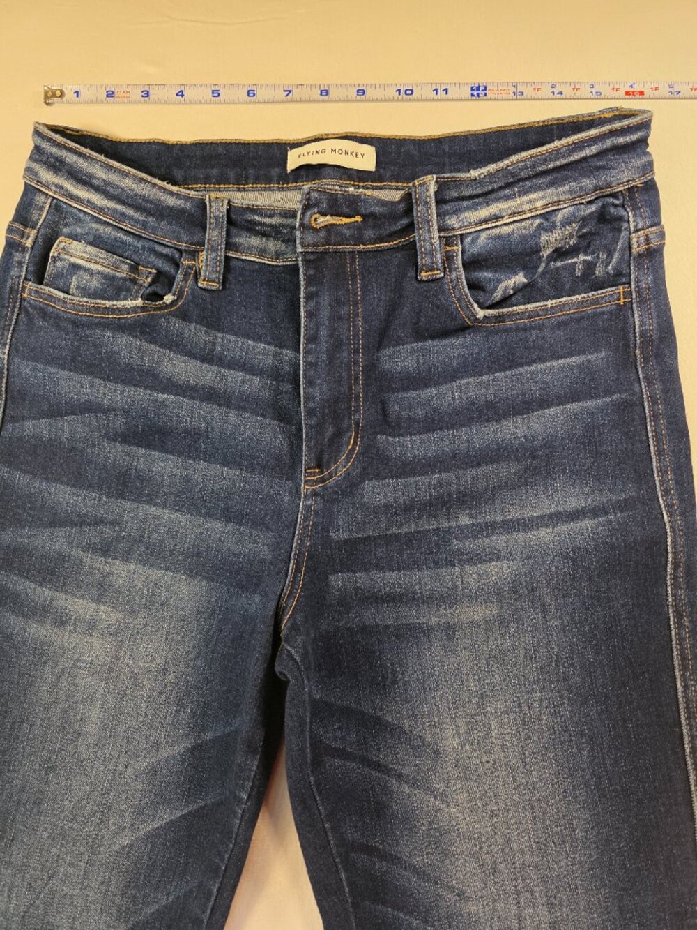 Flying Monkey Women’s Denim Blue Jeans High Rise Flare Size 31x26 NWOT - Picture 7 of 16